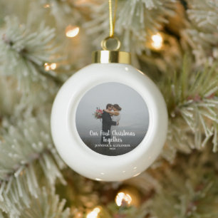 Adorno De Cerámica Tipo Bola Crea tu propia foto de First Christmas