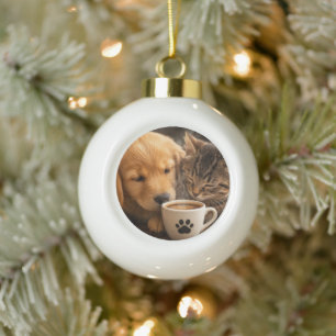 Adorno De Cerámica Tipo Bola Crea tu propio gato y perro personalizados