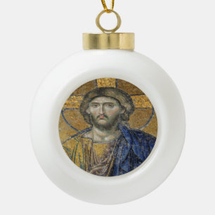 Adorno De Cerámica Tipo Bola Cristo Pantocrador Mosiac Icónico Religioso Romano