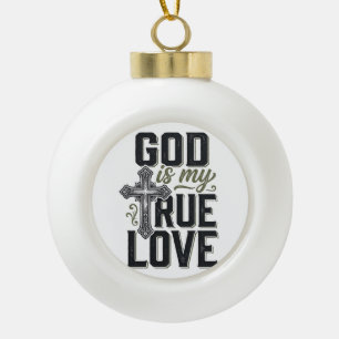 Adorno De Cerámica Tipo Bola Cruz Cristiana Dios Es Mi Verdadero Amor Vector