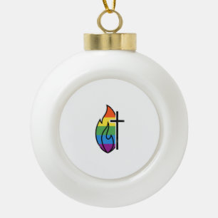 Adorno De Cerámica Tipo Bola Cruz de llama arcoíris vintage diseño vectorial cr