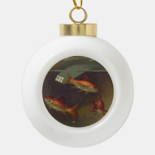 Adorno De Cerámica Tipo Bola Cuenco del Goldfish del vintage