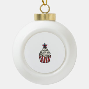 Adorno De Cerámica Tipo Bola Cupcake Patriótico Grabado Vintage Cuatro de Julio