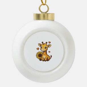 Adorno De Cerámica Tipo Bola Cute Baby Giraffe Sunflower Vintage Engraving Tee_