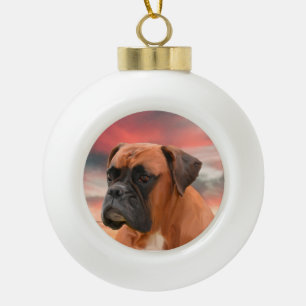 Adorno De Cerámica Tipo Bola Cute Boxer Perro Agua Color Aceite Pintura Arte