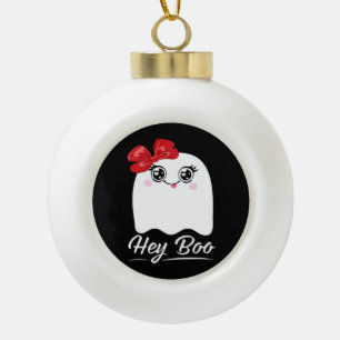Adorno De Cerámica Tipo Bola Cute Hey Boo Halloween