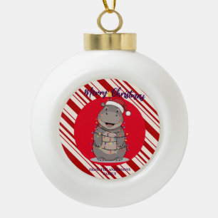 Adorno De Cerámica Tipo Bola Cute Hippo árbol de Navidad safari zoológico Xmas