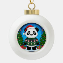 Cute Panda con Jersey de Navidad Lleva Sombrero de