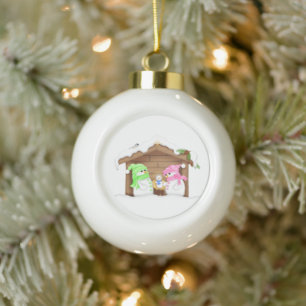 Adorno De Cerámica Tipo Bola Cute Pesebre de Hombre de Nieve de Navidad