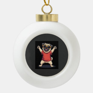 Adorno De Cerámica Tipo Bola Dab divertido Pug perro mascotas baile animal cach
