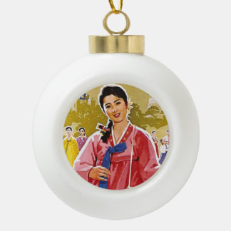 Adorno De Cerámica Tipo Bola Damas coreanas que llevan hanbok