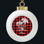 Adorno De Cerámica Tipo Bola Dana Point California Beach Palm Tree Red Plage<br><div class="desc">Ornamento de plástico rojo del árbol de palmeras de Dana Point California</div>