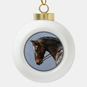 Adorno De Cerámica Tipo Bola Dark Brown Bay Warmblood Dressage Horse