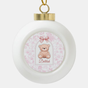 Adorno De Cerámica Tipo Bola Delilah Diseño de guardería de osito rosado pers
