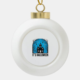Adorno De Cerámica Tipo Bola Día de Brujas Casa Embrujada Luna Grabado Vintage 