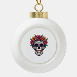 Adorno De Cerámica Tipo Bola Día de los Muertos Calavera de Azúcar � Dia de los