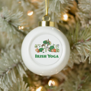 Adorno De Cerámica Tipo Bola Día de San Patricio divertido Yoga irlandés