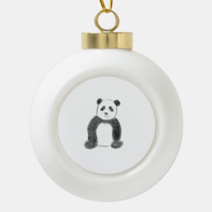 Adorno De Cerámica Tipo Bola Dibujo de panda blanco y negro lindo