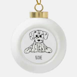 Adorno De Cerámica Tipo Bola Dibujo de perro de peluche dálmata contorno simple