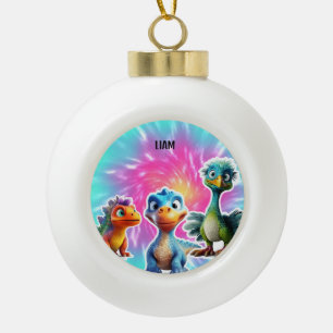 ADORNO DE CERÁMICA TIPO BOLA DINOSAUR ORNAMENTE INFANTIL PERSONALIZADO