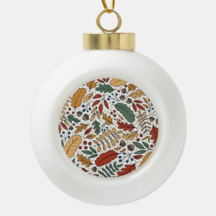 Adorno De Cerámica Tipo Bola Diseño cuadrado de hojas de color otoñal