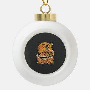 Adorno De Cerámica Tipo Bola Diseño de calavera de bruja de calabaza de Hallowe
