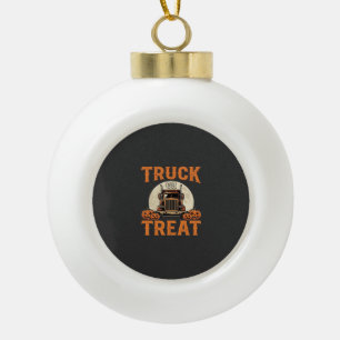 Adorno De Cerámica Tipo Bola Diseño de camión semi Halloween Truck or Treat_1