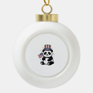 Adorno De Cerámica Tipo Bola Diseño de camiseta con bandera de panda patriótico