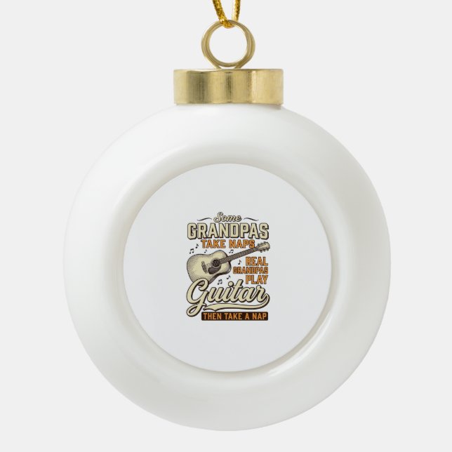 Adorno De Cerámica Tipo Bola Diseño de camiseta con grabado vintage de guitarra (Anverso)