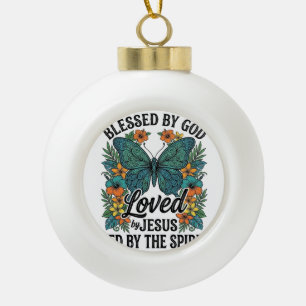 Adorno De Cerámica Tipo Bola Diseño de camiseta cristiana de mariposa bendita (