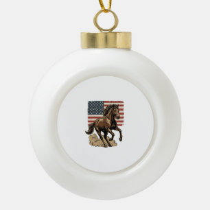 Adorno De Cerámica Tipo Bola Diseño de camiseta de bandera americana de caballo