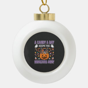 Adorno De Cerámica Tipo Bola Diseño de camiseta de Halloween de un caramelo al