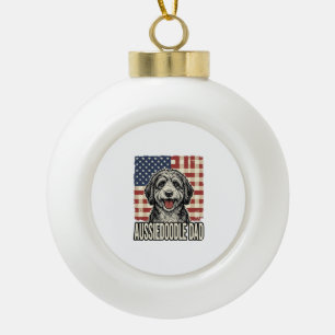 Adorno De Cerámica Tipo Bola Diseño de camiseta de perro vintage patriota Aussi