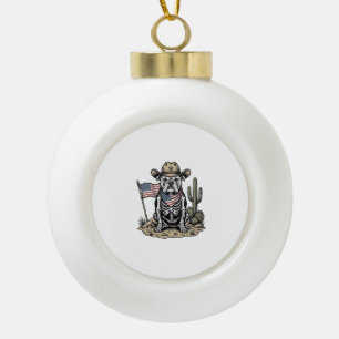 Adorno De Cerámica Tipo Bola Diseño de camiseta patriota de perro esqueleto vaq