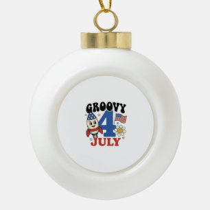 Adorno De Cerámica Tipo Bola Diseño de camiseta patriótica cohete Groovy 4 de j