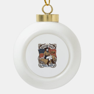 Adorno De Cerámica Tipo Bola Diseño de camiseta patriótica de vaquera occidenta