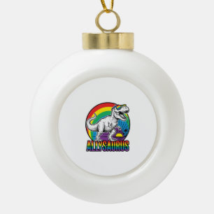 Adorno De Cerámica Tipo Bola Diseño de camiseta vintage de dinosaurio arcoíris 