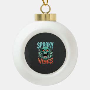 Adorno De Cerámica Tipo Bola Diseño de cráneo de fantasma de Halloween Vibracio