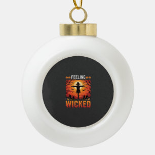 Adorno De Cerámica Tipo Bola Diseño de espantapájaros de Halloween sintiéndose