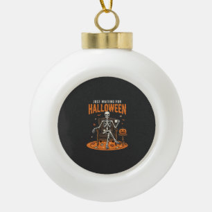 Adorno De Cerámica Tipo Bola Diseño de esqueleto solo esperando Halloween_1