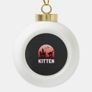 Adorno De Cerámica Tipo Bola Diseño de gatito de Halloween Casa embrujada Gato_