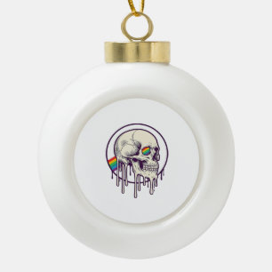 Adorno De Cerámica Tipo Bola Diseño de grabado vintage de calavera goteando arc