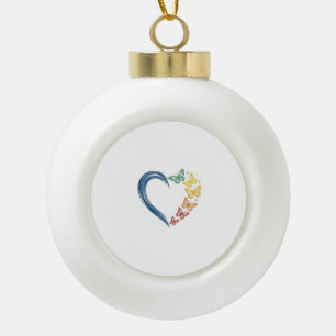 Adorno De Cerámica Tipo Bola Diseño de grabado vintage de corazón de mariposa a