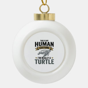 Adorno De Cerámica Tipo Bola Diseño de grabado vintage de disfraz de tortuga di