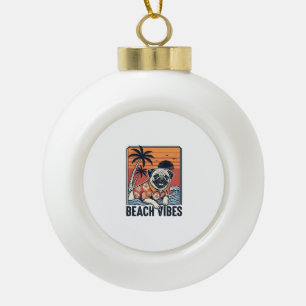 Adorno De Cerámica Tipo Bola Diseño de grabado vintage pug de vibraciones de pl