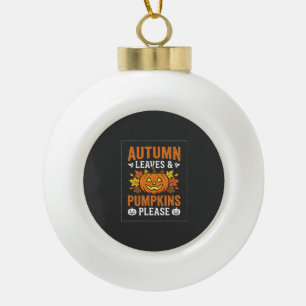 Adorno De Cerámica Tipo Bola Diseño de Halloween de calabaza de hojas de otoño