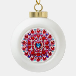 Adorno De Cerámica Tipo Bola Diseño de Mandala de Joyas de Corazón Coloridas