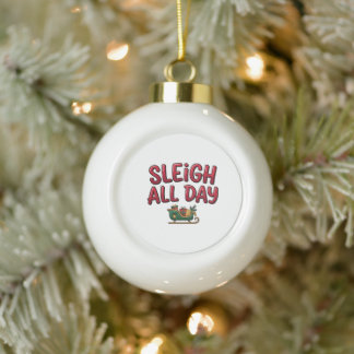 Adorno De Cerámica Tipo Bola Diseño de Navidad Sleigh All Day