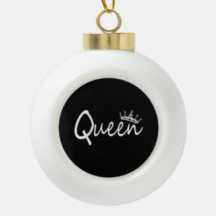 Adorno De Cerámica Tipo Bola Diseño de pareja coincidente de corona de reina y