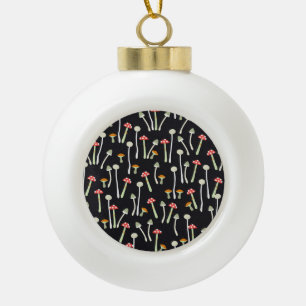 Adorno De Cerámica Tipo Bola Diseño de patrones vintage de hongos de otoño.